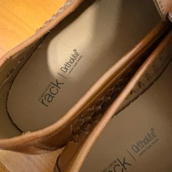 EUC Nordstrom Rack Ortholite Men's Brown Woven Leather Loafers Mens Size 11 - Picture 6 of 8